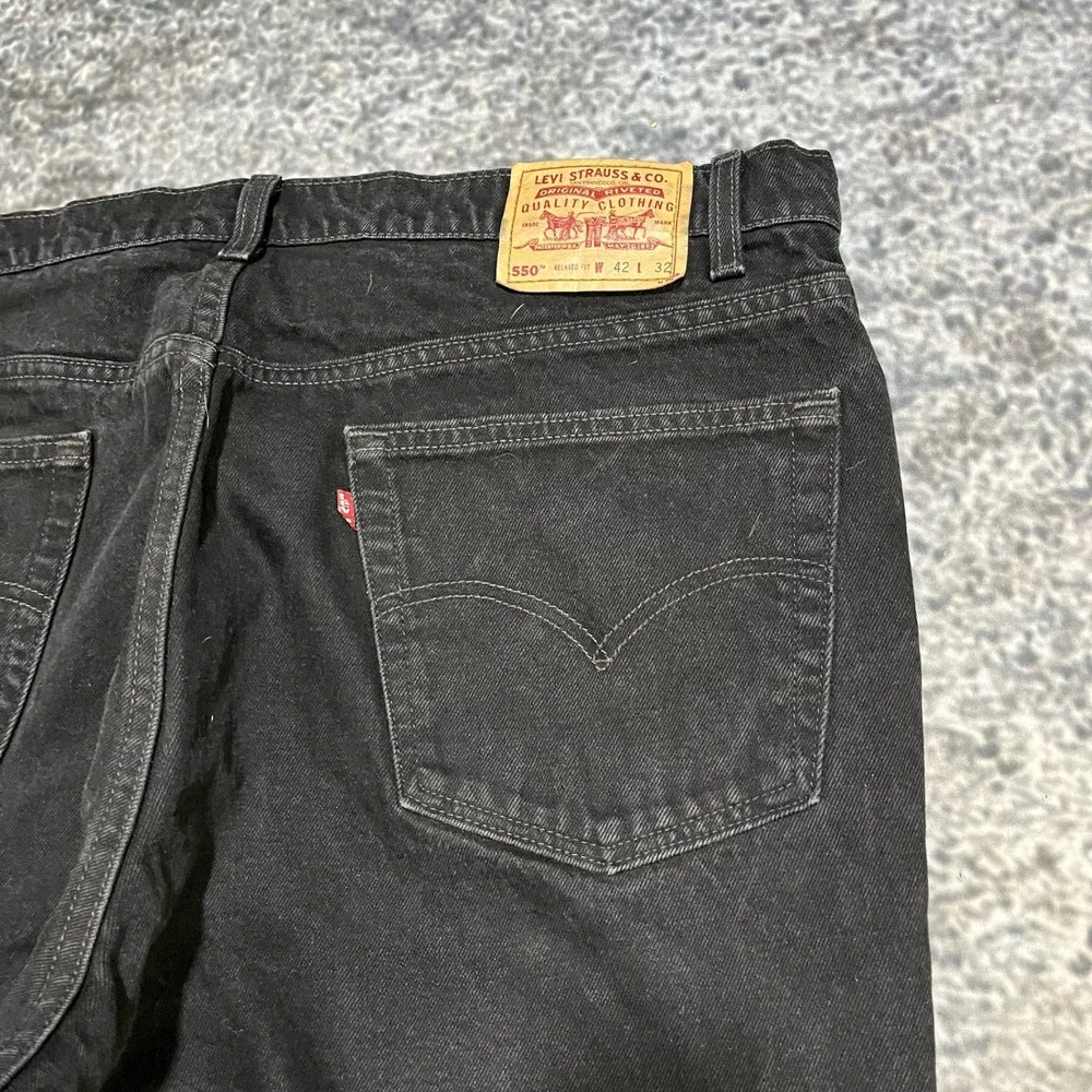Vintage 90s Levi's 550 Jeans Relaxed Fit Mens 40x31‎ Black Denim Baggy